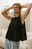 Ida Pleated Blouse in Black FINAL SALE