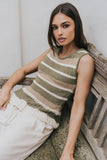 Tessa Striped Top in Olive