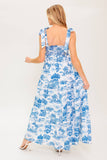 WHEN IN ROME MIDI DRESS BLUE WHITE TOILE