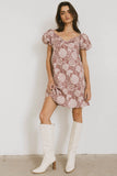 Darcella Floral Mini Dress in Mauve FINAL SALE