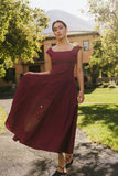 Colin Midi Dress in Burgundy FINAL SALE