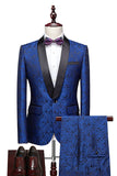 Mens Jacquard 2 Piece Shawl Lapel One Button Wedding Suits