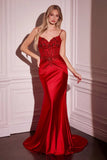 DELLA GOWN FITTED SATIN LACE EMBELLISHED GOWN