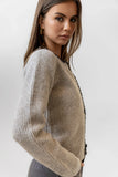 Darren Contrast Cardigan in Taupe
