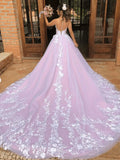 Light Purple Sleeveless A Line V Neck Lace Wedding Dresses