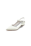 Satin Pointed Toe Buckle Kitten Heels