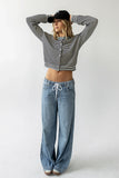 Josy Button Front Cardigan in Dusty Blue