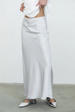 Tory Satin Maxi Skirt in Silver