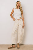Allison Striped Barrel Jeans in Tan FINAL SALE