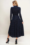Size Small VELVET GALAXY CHARM MIDI DRESS NAVY FINAL SALE