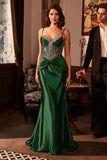 Nyx Gown Sheer Embellished Bodice Satin Gown