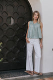 Megan Button Up Tank in Teal