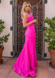 Sochi Gown Hot Pink Feather Trim Evening Dress