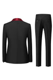 Mens Black Silm Fit 3 Piece Shawl Lapel One Button Wedding Guest Suits