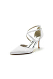 White High Heels with Metallic Accents