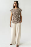 Devin Striped Top in Brown