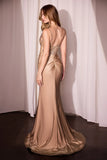 Heidi Gown Fit Flare Stretch Satin Crystal Embellished Dress