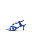 Royal Blue Cross Strap Pump with Elegant Silver Buckle