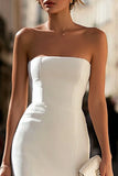 Strapless Bodycon Lace White Bridal Shower Dress