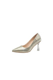 Office Shoes Microfiber Leather Close Toe Stiletto Heel With Sparkling Glitter