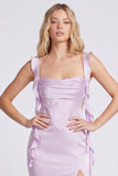 Lilac Mermaid Ruffle Square Neck Bridesmaid Dress with Slit