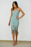 Khaleesi Dress Sage Lace Dress With Fringe FINAL SALE