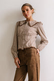 Brenna Gingham Blouse in Mocha FINAL SALE