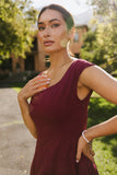 Colin Midi Dress in Burgundy FINAL SALE