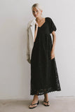Devon Eyelet Lace Maxi Dress in Black FINAL SALE