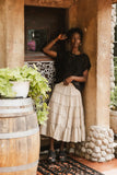 Minerva Tiered Midi Skirt in Taupe