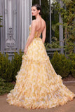 A1430 STRAPLESS FLORAL PRINTED BALL GOWN Andrea Leo