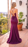 Misha Gown Mulberry Fitted Dress With Open Back