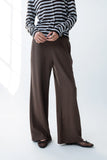 Ronda Ribbed Wide Leg Pants in Brown