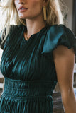 Julianne Pleated Dress in Teal FINAL SALE
