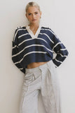 Marina Collared Pullover in Navy FINAL SALE