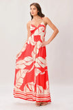 TROPIC BLOOMS RED MAXI DRESS