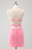 Glow in the Dark Bodycon Corset Short Homecoming Dress with Lace Up Back
