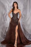 Justice Gown Strapless Beaded Dress With Overskirt