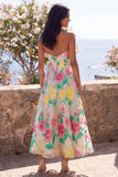 Daffodil Pink Flower A Line Strapless Wedding Guest Dress