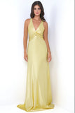 Odette Maxi Dress Yellow Open Back With Adjustable Bow Tie Detail
