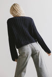 Luca Chunky Knit Sweater in Navy FINAL SALE