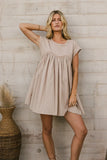 Livia Contrast Mini Dress in Taupe FINAL SALE