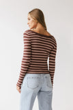 Petra Striped Sweater in Burgundy FINAL SALE