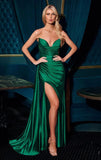 ADDISON GOWN STRAPLESS SATIN DRESS WITH SASH