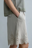 Mazie Lace Trim Shorts in Tan