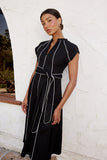 Edith Contrast Midi Dress in Black FINAL SALE