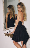 Shana Mini Dress Glitter Halter Bow Back A Line Party Dress