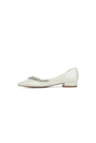White Ballet Flats with Crystal Accent
