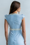 Jessica Lace Trim Maxi Dress in Blue