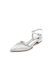 Satin Pointed Toe Beaded Buckle Kitten Heels